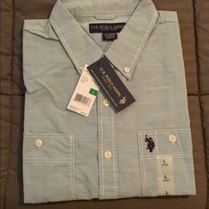 U.S Polo Assn Mens ShortSleeve Button Up, Large